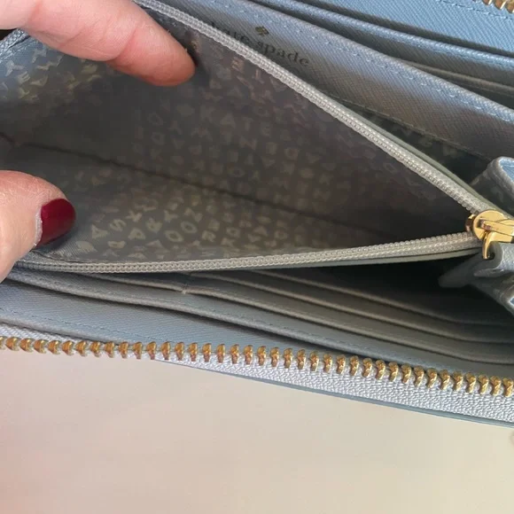 Kate Spade Light Blue Zip-Around Wallet - Picture 9 of 11